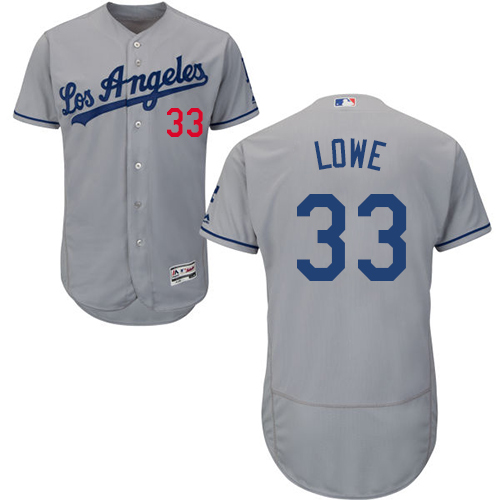 Men's Majestic Los Angeles Dodgers #33 Mark Lowe Grey Road Flex Base Authentic Collection MLB Jersey