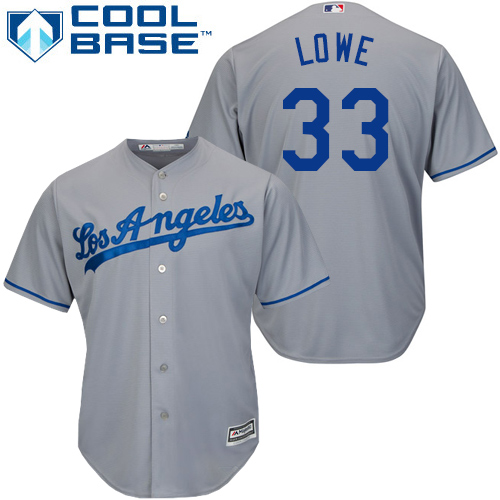 Men's Majestic Los Angeles Dodgers #33 Mark Lowe Replica Grey Road Cool Base MLB Jersey