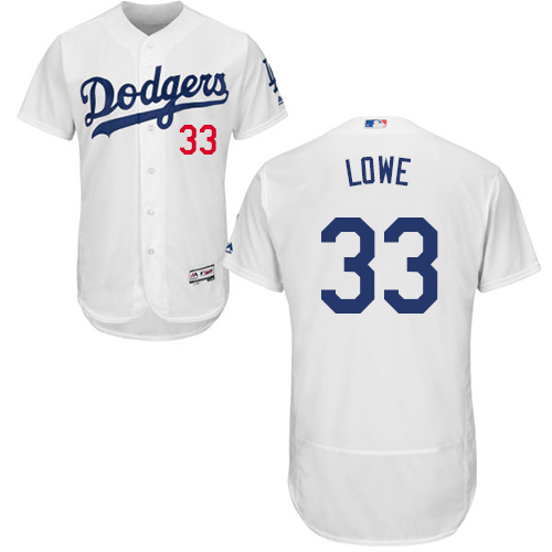 Men's Majestic Los Angeles Dodgers #33 Mark Lowe White Home Flex Base Authentic Collection MLB Jersey
