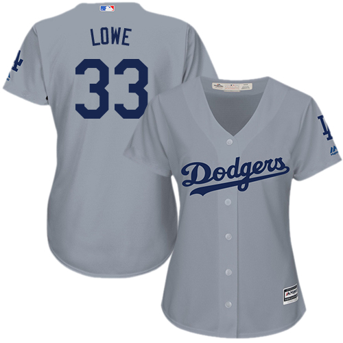 Women's Majestic Los Angeles Dodgers #33 Mark Lowe Authentic Grey Road Cool Base MLB Jersey