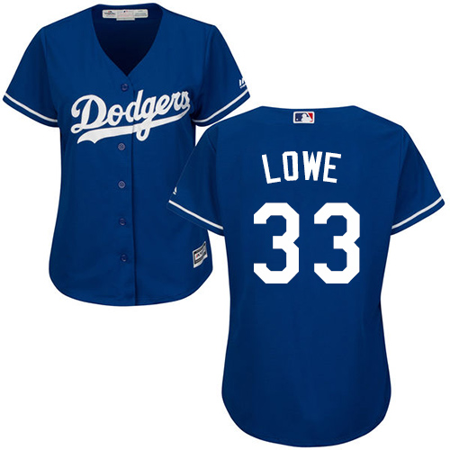 Women's Majestic Los Angeles Dodgers #33 Mark Lowe Authentic Royal Blue Alternate Cool Base MLB Jersey