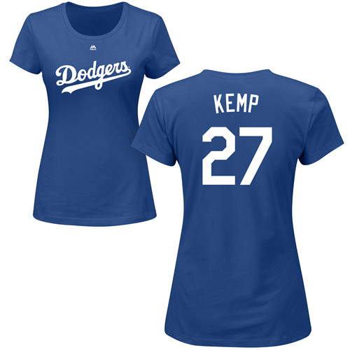 MLB Women's Nike Los Angeles Dodgers #27 Matt Kemp Royal Blue Name & Number T-Shirt