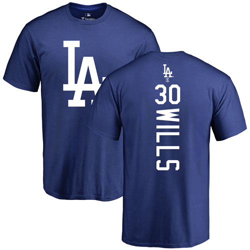 MLB Nike Los Angeles Dodgers #30 Maury Wills Royal Blue Backer T-Shirt