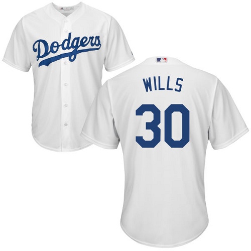 Youth Majestic Los Angeles Dodgers #30 Maury Wills Authentic White Home Cool Base MLB Jersey