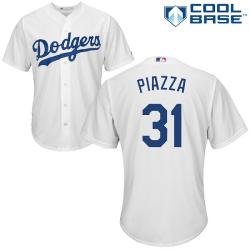 Men's Majestic Los Angeles Dodgers #31 Mike Piazza Replica White Home Cool Base MLB Jersey