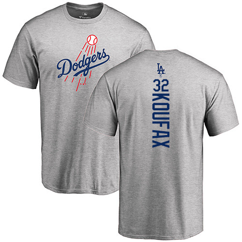MLB Nike Los Angeles Dodgers #32 Sandy Koufax Ash Backer T-Shirt