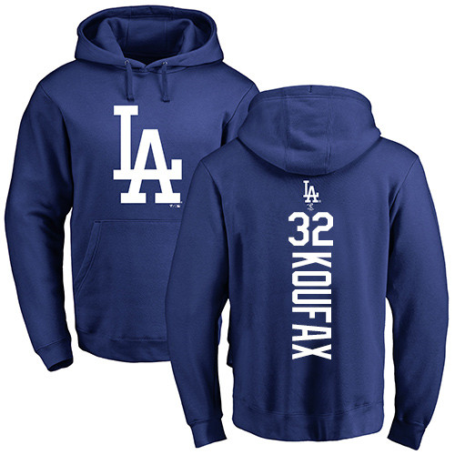 MLB Nike Los Angeles Dodgers #32 Sandy Koufax Royal Blue Backer Pullover Hoodie