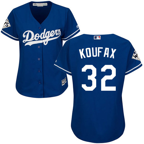 Women's Majestic Los Angeles Dodgers #32 Sandy Koufax Authentic Royal Blue Alternate 2017 World Series Bound Cool Base MLB Jersey