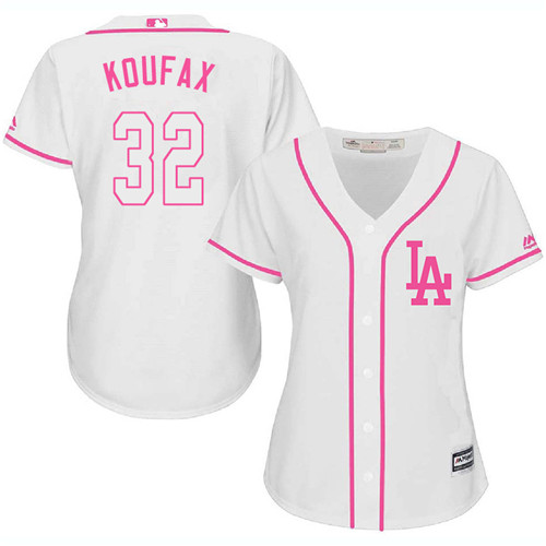 Women's Majestic Los Angeles Dodgers #32 Sandy Koufax Authentic White Fashion Cool Base MLB Jersey