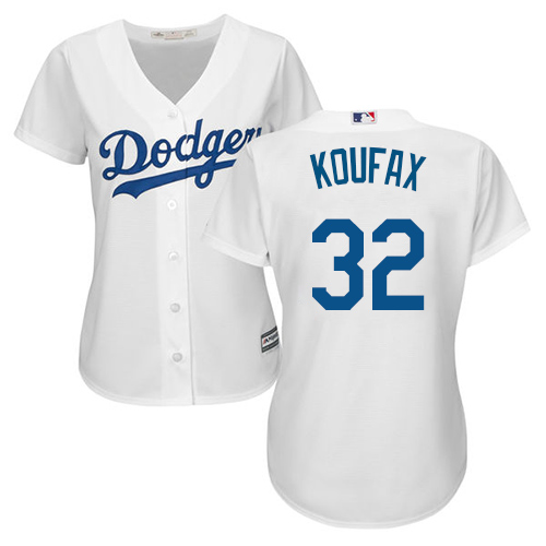 Women's Majestic Los Angeles Dodgers #32 Sandy Koufax Authentic White Home Cool Base MLB Jersey