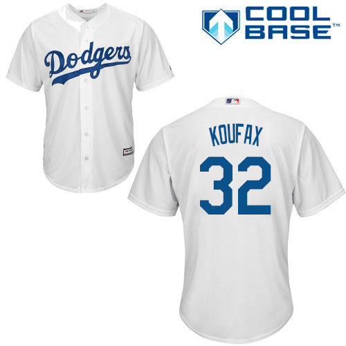 Youth Majestic Los Angeles Dodgers #32 Sandy Koufax Authentic White Home Cool Base MLB Jersey