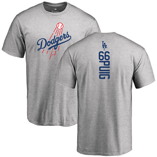 MLB Nike Los Angeles Dodgers #66 Yasiel Puig Ash Backer T-Shirt