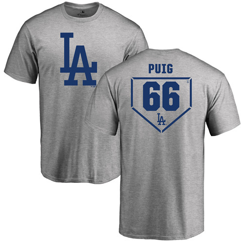MLB Nike Los Angeles Dodgers #66 Yasiel Puig Gray RBI T-Shirt