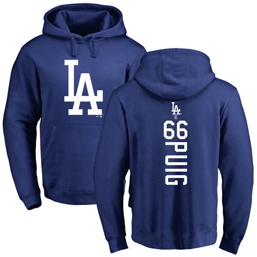 MLB Nike Los Angeles Dodgers #66 Yasiel Puig Royal Blue Backer Pullover Hoodie
