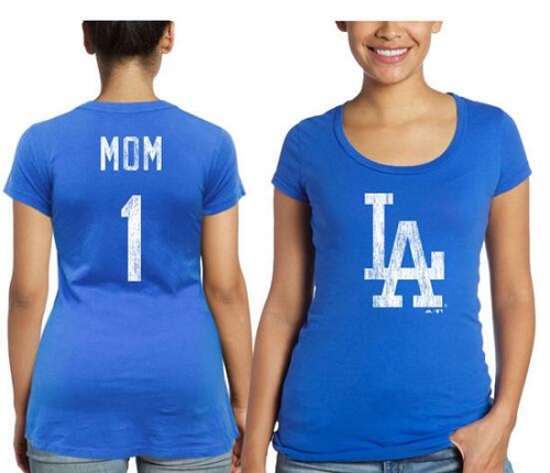 MLB Los Angeles Dodgers Majestic Threads Women's Mother's Day #1 Mom T-Shirt - Royal Blue