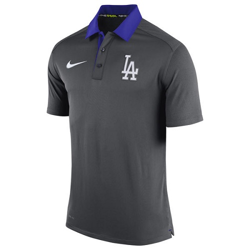 MLB Men's Los Angeles Dodgers Nike Anthracite Authentic Collection Dri-FIT Elite Polo